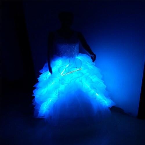 GG09 Colorful light singer Ballroom dance LED costumes bellydance dress bar dj disco RGB stagel show dj catwalk women clothes