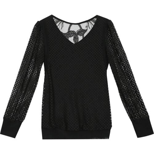 Vetement Femme Net yarn Clothes T-shirts female Punk Rock autumn tops womens lace tshirt tees Poleras Mujer 2021 t shirt black