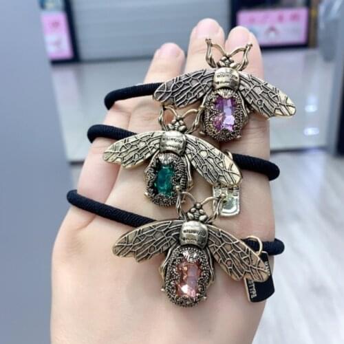 Vintage Crystal Bee Hairpin Womens High-end Floral Hair Accessories Rhinestone Hairpin Bee Knot Flower Hairpin Hairpin