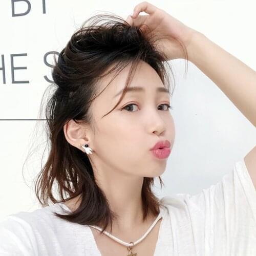 Cute Starry Sky Space Star Asymmetrical Astronaut Small Stud Earrings for Women E56A