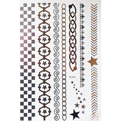 Women Choker Bracelet Metallic Leaf Tattoo Temporary Tattoo Sex Product Flash Tatouage Metalic Silver Gold Tattoos Body Art