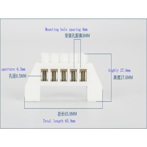 1pcs Bridge type 5 hole zero ground strip ground connection zero connection copper brass strip copper terminal