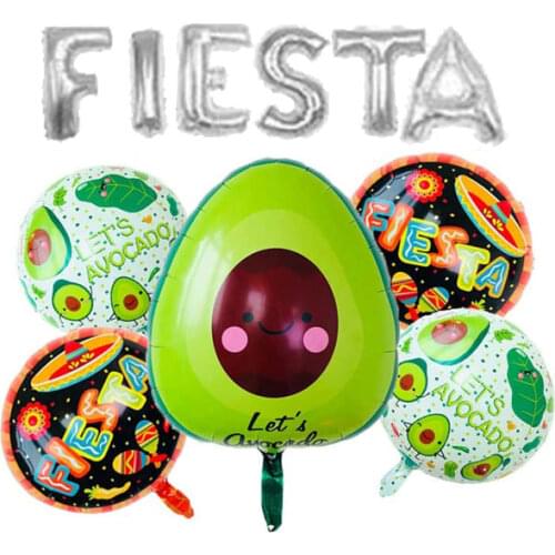 16" Fiesta Foil Letter Balloons with 5 Pcs Avocado Fiesta Balloons for Cinco De Mayo Party, Taco Party, Fiesta Party