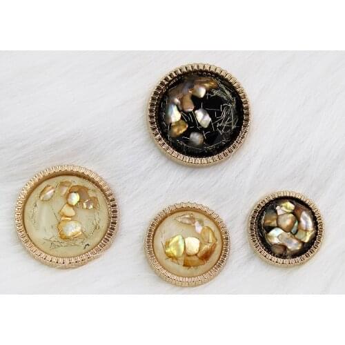 2pcs/Lot Metal & Bead Button Clothes Sweater Coat Decoration Suit Flat Button Accessories DIY Clothing X-003