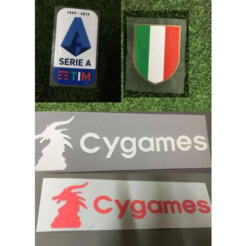 2019-2020 Silicone Serie A Patch And Scudetto patch With White Red Cygame Sponsor Soccer Patch