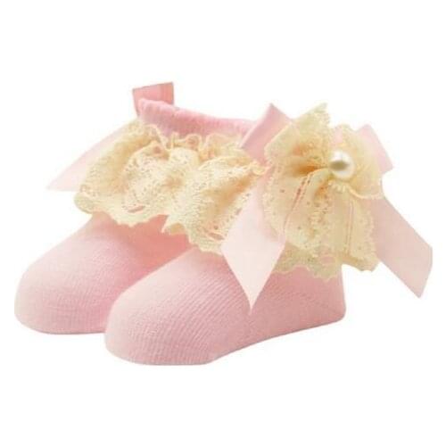 2019 Baby Girls Boys Anti-skid Solid Flower Lace Bow Socks Christmas Floor Slipper Shoes Boots Step Socks