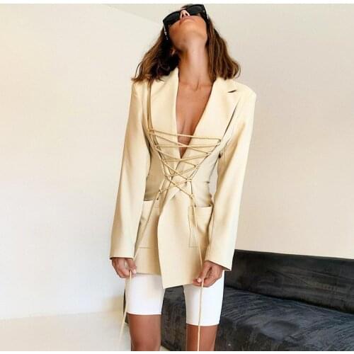 2021 European American Style Womens 2020 Autumn And Winter New Fashion Temperament Long-Sleeved Lace-Up Thin Suit