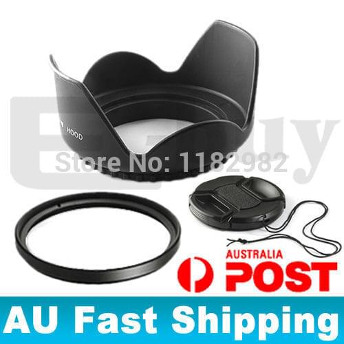 3 ni1 Lens filter 52mm UV filter+ Lens Hood + Lens Cap For nikon d3100 d3200 d5000 d5100 d5200