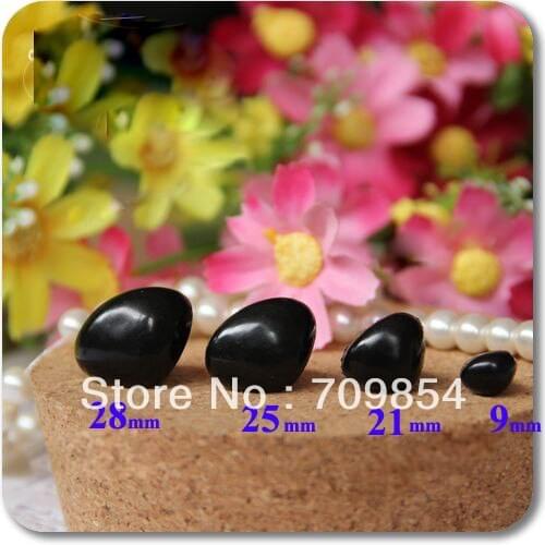 Free shipping!!! 400pcs/lot 9/21/25/28mm full black triangle noses with washers for doll plush bear