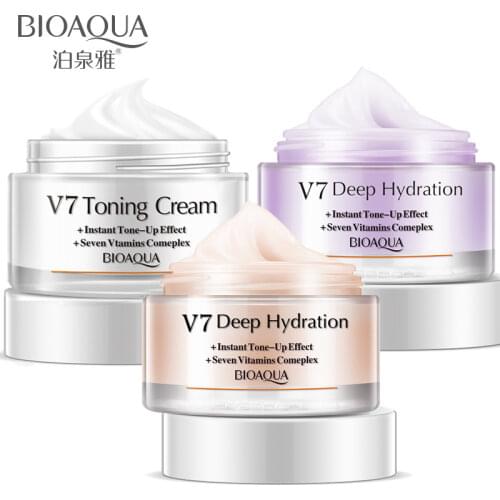 Bioaqua Crystal Clear Moisturizing V7 Natural Core Cream Moisturizing Brightening Skin Color Base Cream Noble Lady Fair Cream