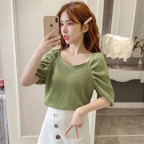 Fashion Women Spring Summer Style Blouses Shirt Women Sexy Short Sleeve V-Neck Shirt Women Tops High Quality DF3601