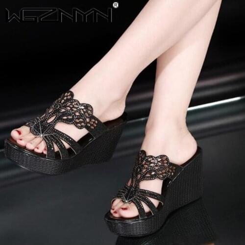 Summer Slippers Ladies Glitter Wedges Shoes Female Casual Slingbacks Sandals Comfortable Platform Woman Shoes High Heels Sexy