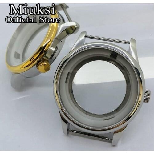 Miuksi new 40mm silver/gold case sapphire glass steel watch case fit ETA2836,Miyota8205,821A,8215 DG2813 3804 movement