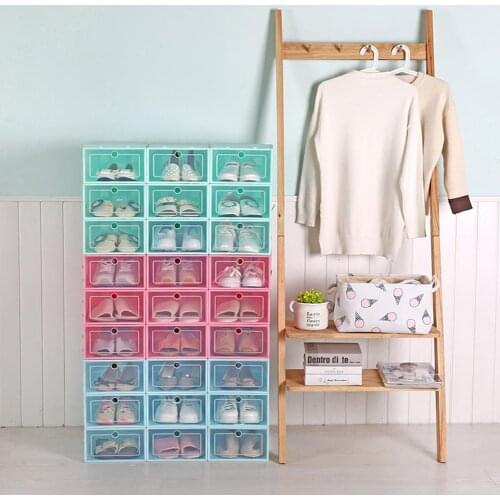 Flip Shoes Box Thickened Transparent Drawer Case Plastic Shoe Boxes Stackable Box Shoe Organizer Shoebox storage Shoe rack