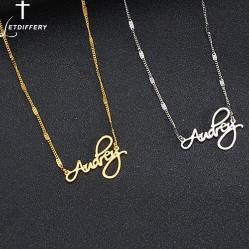 Letdiffery 2021 New Fashion Letters Pendant Necklace For Women Girls Golden Color Choker Stainless Steel Jewelry Birthday Gifts