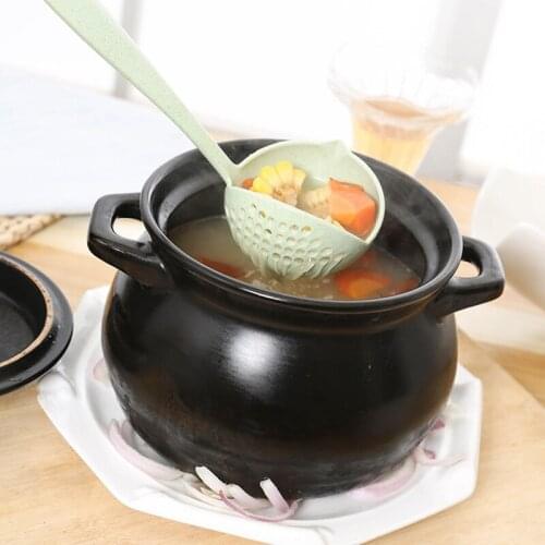 Spoon Kitchen Utensils Kitchen Wheat Straw Soup Spoon Colander Two-In-One Environmental Tableware Hot Pot Dual-Use Spoon