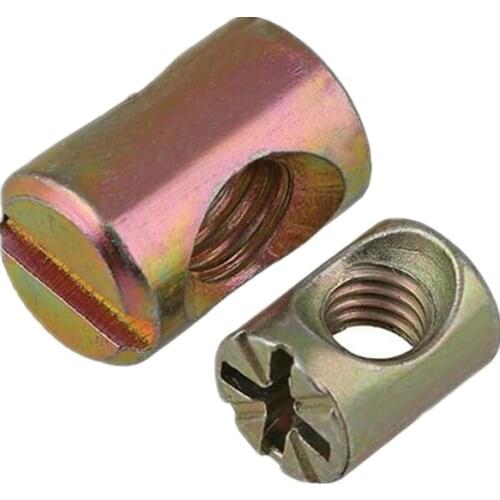 M5 M6 M8 Barrel Bolts Cross Dowel Slotted/Phillips fittings for Beds Crib Chairs Horizontal hole nut hammer embedded nut