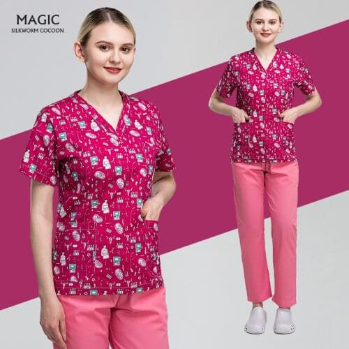 Pet Grooming Institutions Scrubs Medical Tops High Quality murse Uniforms Unisex V-Neck Work Clothes Beauty Salon Doctor Clothes
