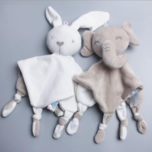 Cartoon Rabbit Plush Toy Soft Stuffed Baby Toy Infant Animal White Bunny Soothe Appease Towel Comforting Blankie Toy With Rattle