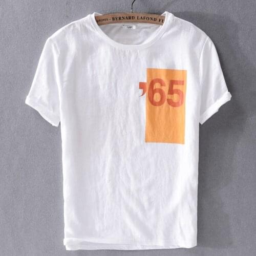 Cool-summer new linen short-sleeved t-shirt men white Japanese fashion mens t shirt trend clothing brand tshirt male chemise