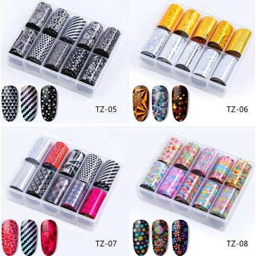 New 30 Types Holographic Nail Foil Set 10 Pcs Nail Art Transfer Sticker Women Manicure DIY Sticker Decoration Colorful