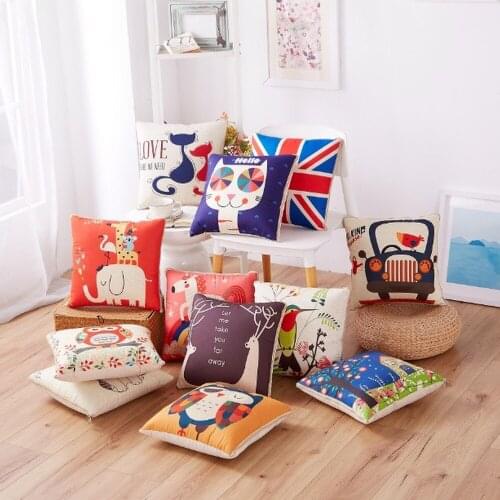 Cartoon Linen Style Pillow Quilt Multifunctional Car Cushion Quilt Office Linen Air Conditioner Quilt Throw Pillows Cute Pillow
