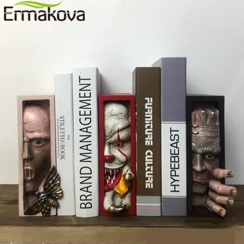 Resin Peeping On The Bookshelf Creative Bookshelf Library Scary Ghost Face Bookend Home Decor Desktop Ornament Gift Figurines
