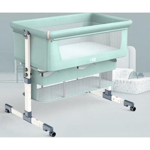 Baby bed Portable Removable Crib Foldable High and Low Adjusting Stitching Large Bedside baby nest