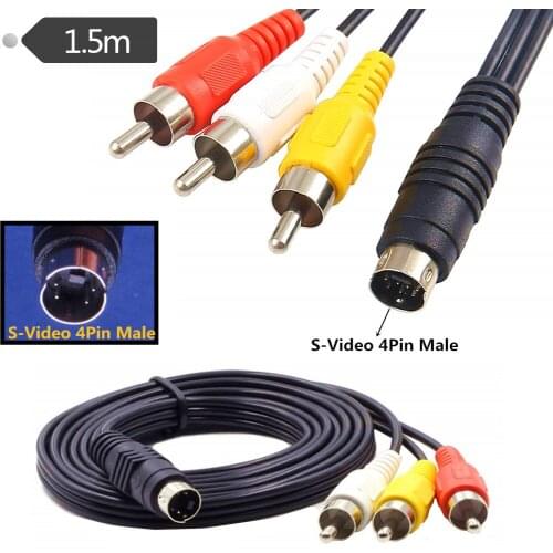 Supply video S-Video MD4P male/3RCA male video cable RCA red yellow white video video cable 1.5m