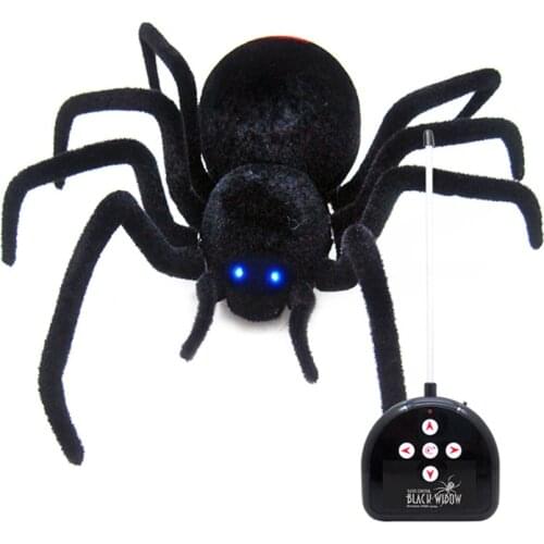 RC Plush Creepy Spider Joke Toy Fake Prank Trick Spider Electronic Animal Novelty Funny Toys For Children Halloween Gifts
