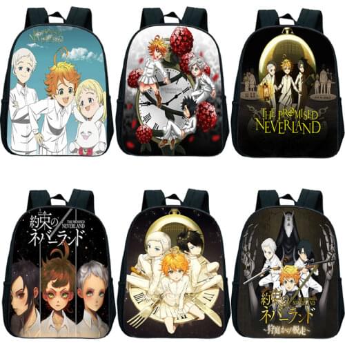 12 Inch The Promised Neverland Kindergarten Bags Children Schoolbags Anime Emman Norm Kids Backpack Boys Girls Book Bag Mochilas