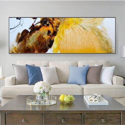 Modern Golden Orange Abstract Oil Painting on Canvas Posters and Prints Wall Art Pictures for Living Room Nordic Decor No Frame
