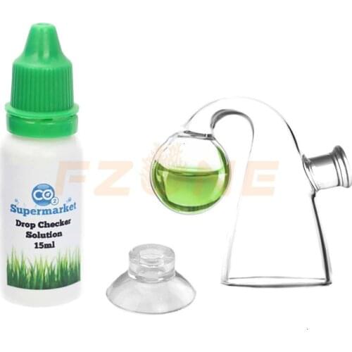 Glass Co2 Drop Checker With 4dkh/PH Solution CO2 PH Ball Long Term Indicator Monitor Tester For Planted Aquariums