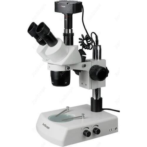 Stereo Microscope-AmScope Supplies Super Widefield Stereo Microscope 20X-40X + 1.3MP Camera SW-2T24-MT