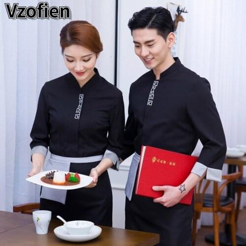 Cafe Hotel Restaurant Waiter Uniform Short Sleeve Work Wear Work Jacket Food Services Coffee Shop Cooking Overalls 1pcs Tops