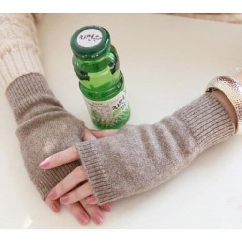 Sales Genuine Fine Sheep Wool Mitt Exposed Finger Womens Gloves Winter Autumn Knitted for Women Fingerless Gloves Wrist Mittens