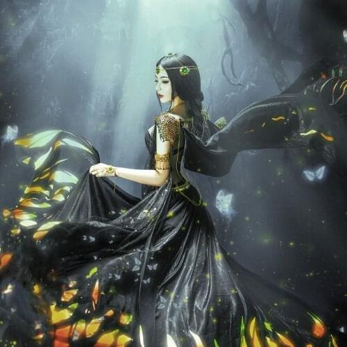 WYJN Sexy Black Personality Privacy Photo Album Hanfu Tang Dynasty North Desert Princess Ghost Blade Thematic Cosplay Costume