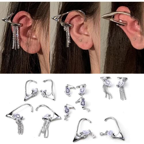 Women Exquisite Ear Bone Clip High-end Elf Ear Hooks INS Temperament Tassel Earrings Alloy Fashionable Girls Ear Jewelry