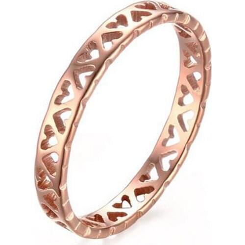 Women Fashion Small Ring Stainless Steel Rose Gold Heart Love Ring Little Finger Ring size 5 6 7 8 Utr8225