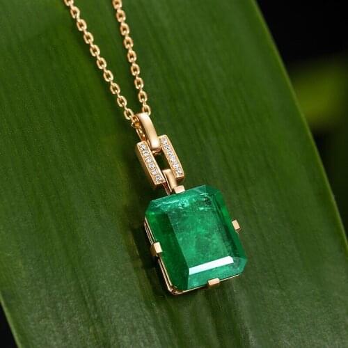 Vintage Jewelry AAA Cube Zirconia Green Square Pendant Necklace For Women Wedding High Grade Choker Exquisite Anniversary Gifts