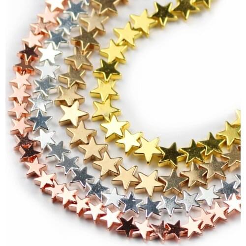 UPGFNK Gold, Black Star Shape Hematite Natural Stone Spacer charm loose Beads For Jewelry Making DIY 4/6/8mm Bracelets Necklace