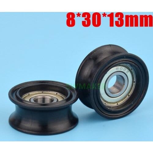 1pcs 8*30*13mm groove U type 608 package plastic bearing pulley, POM, elevator 12mm track wheel