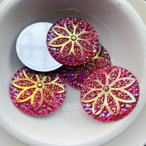 18pcs 25mm round rhinestone flat back resin crystal rhinestone beads on DIY crystal trim wedding decoration