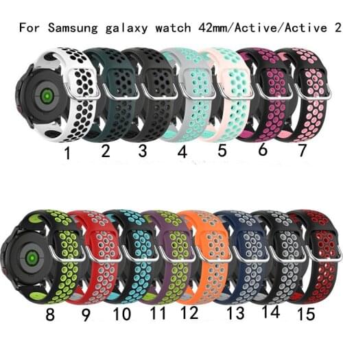 20mm High Quality breathable Silicone Wrist Band Strap for galaxy watch 42mm Replaceable for Samsung active2/Active Smart watch