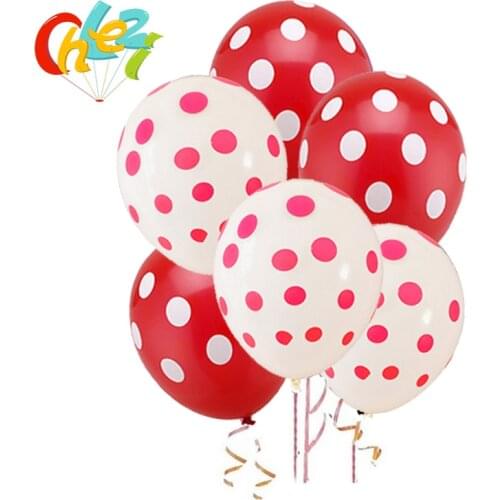 30pcs Printing Polka dot latex helium balloons Birthday presents wedding Festival party Decorations Black Red globos Baby shower