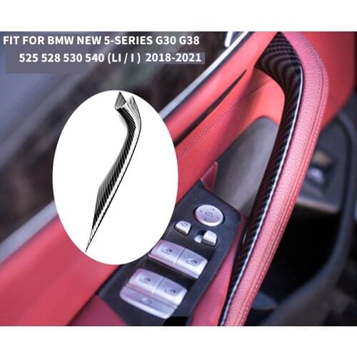 4PCS LHD RHD Carbon Fiber Blac Car Styling Interior Door Panel Handle Inner Pull Protect Cover Trim For BMW NEW 5-series G30 G38