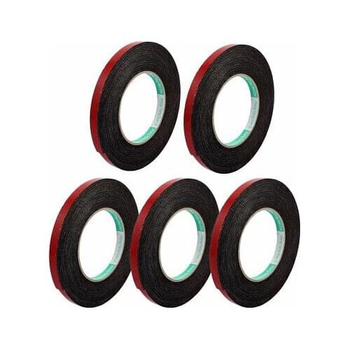 5pcs Door Seal 10x2mm Dual-side Adhesive Shockproof Sponge Foam Tape 5M Length