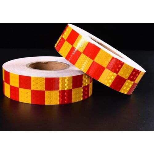 5cmx10m/Roll Reflective Tape Caution Warning Tape Red Yellow Blue White Square For Car Safety