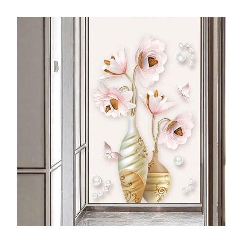 70*105cm 3D Flower Vase Home Decoration Wall Sticker Vintage Poster and Print for Living Room Bedroom Picture Wall Art