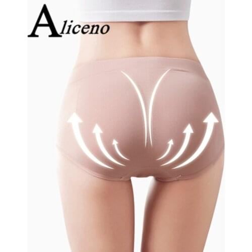 ALICENO New Arrival Push Up Super Elastic Sexy Ladies Mid Rise Transparent Panties Plus Size Seamless Briefs Underwear HP08-A